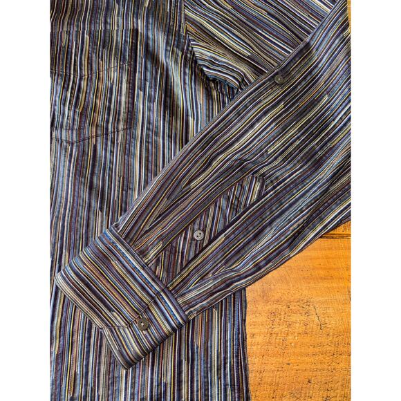 Jhane Barnes Mens Black Colorful Woven Long Sleeve Button Down Shirt Size Large - Picture 5 of 9